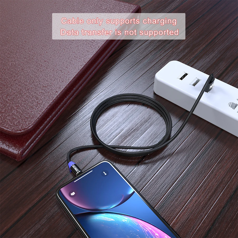 KEYSION светодиодный магнитный кабель для Lightning Micro USB Type C телефонный iPhone X Xr Xs Max 1 м 2 2A