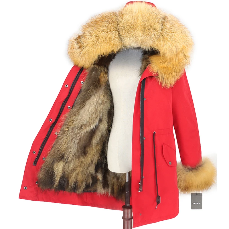 OFTBUY, водонепроницаемая парка, женская, натуральный Лисий мех, капюшон, манжеты, пальто, зимняя куртка, верхняя одежда, съемная, толстая, теплая верхняя одежда, уличная одежда