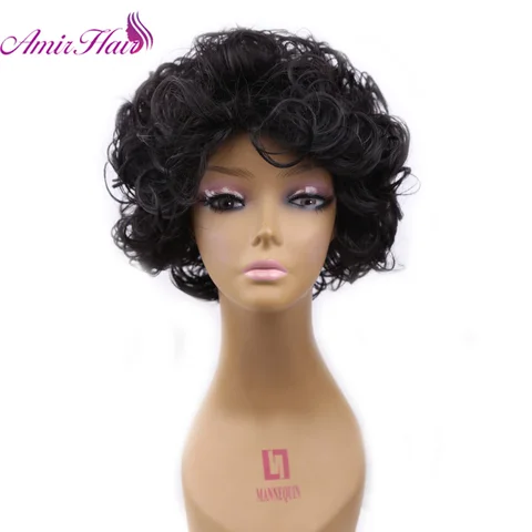 Amir Короткие вьющиеся парики, парик из синтетических волос, черный короткий парик для женщин, коричневый смешанный светлый черный парик для косплея