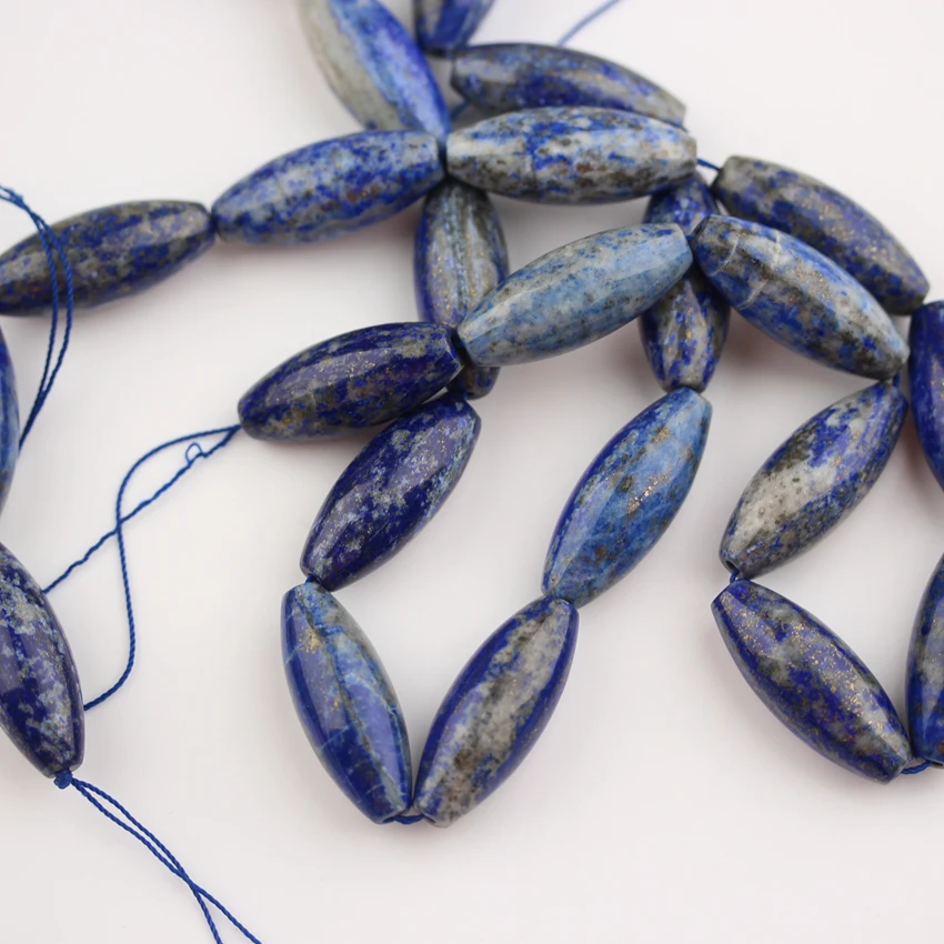 

Raw Natural Blue Lapis Lazuli Stones Beads,Smooth Gem Stones Rice Shape Loose Beads Jewelry,12x30mm