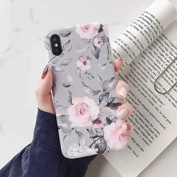 Grey Красивые чехлы для телефонов с изображением цветов LOVECOM для iPhone 11 Pro Max XS Max XR XS X 6 6S 7 8 Plus, мягкая задняя крышка IMD, подарок для влюбленных - Цвет: Grey