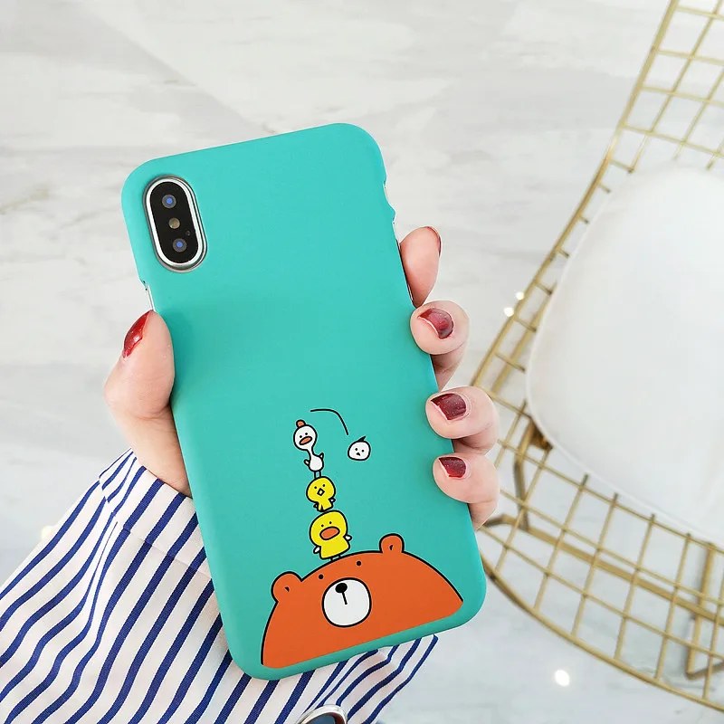 Cartoon Phone Cases for iPhone X XR XS Max Cute Chicken and Duck Slim Hard Back Cover 6 6s 7 8 Plus |