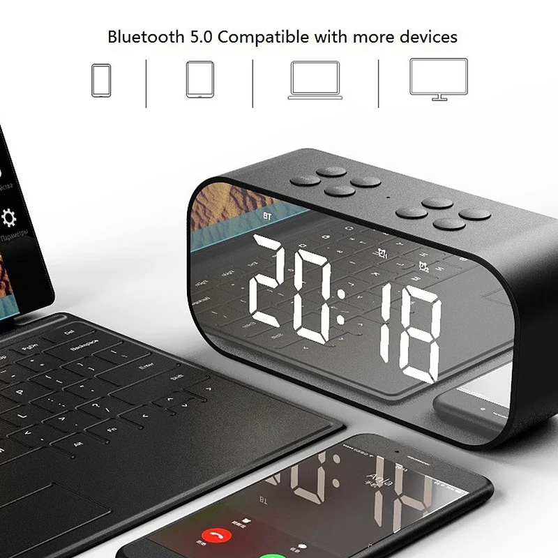 Светодиодный Будильник с FM радио беспроводной Bluetooth динамик поддержкой Aux TF USB