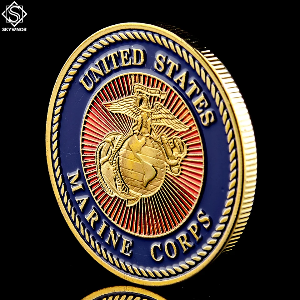 США ВЫЗОВ МОНЕТА Военная морская пехота Usmc Force Recon Skull памятная монета W/капсула