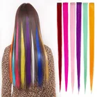 Цветная заколка для волос, длинные прямые синтетические заколки для волос для женщин и девочек, аксессуары для волос