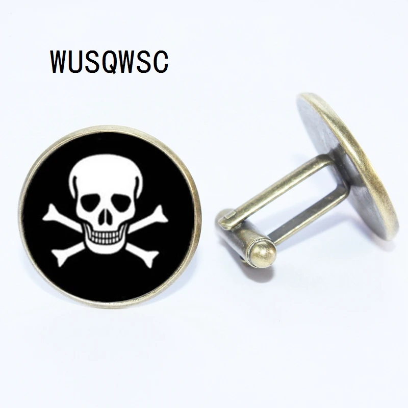 WUSQWSC 2018 новый череп Пиратские запонки запонка для шафера Круглый Фото ювелирные