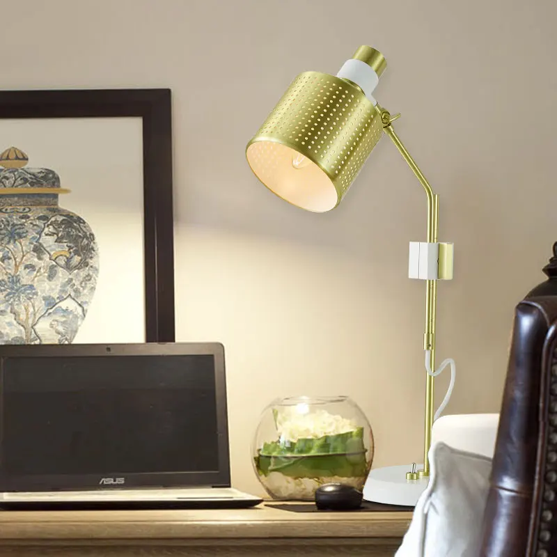 Современная настольная лампа в скандинавском стиле простой дизайн белый золотой