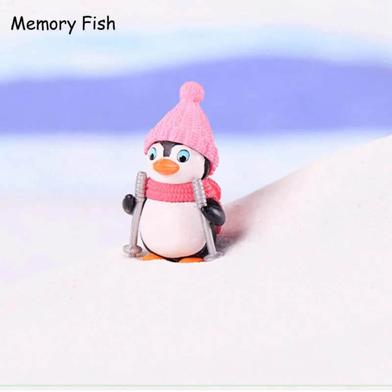 Мультяшные милые зимние игрушечные Пингвины полимерные Фигурки игрушки микро