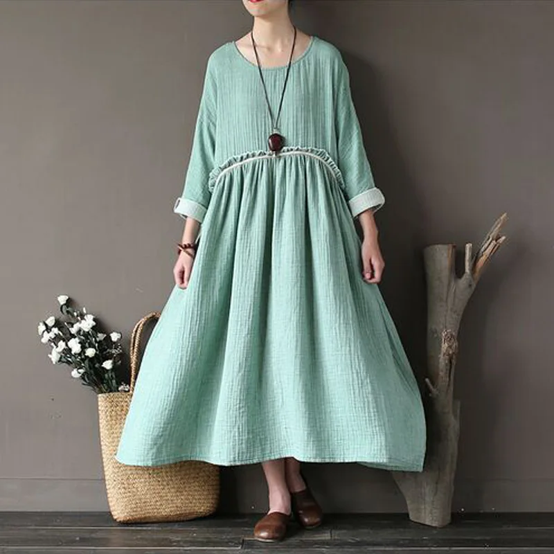 Женское платье свободного покроя с длинным рукавом Повседневное размера плюс