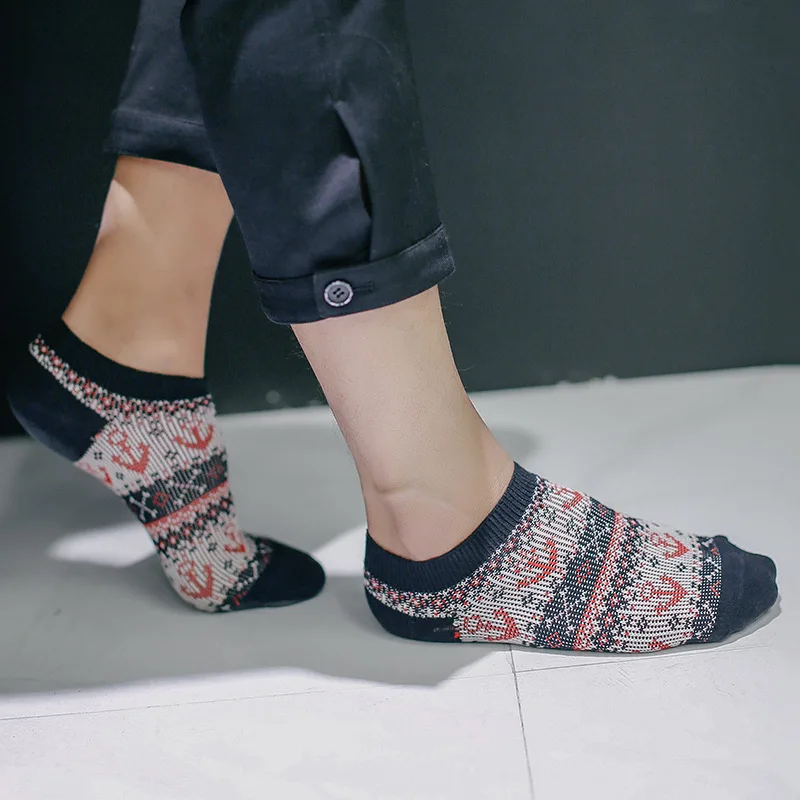 10Pairs/Lot B516 socks manufacturers new the national wind double needle boat anchor cotton men's | Мужская одежда