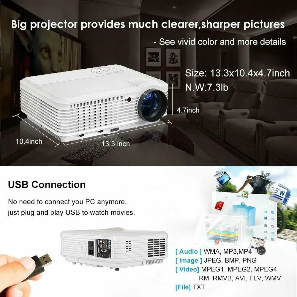 A7AB видео светодиодный проектор 1080p Full HD Android6.0 Wifi Buletooth 6000 люмен Домашний кинотеатр