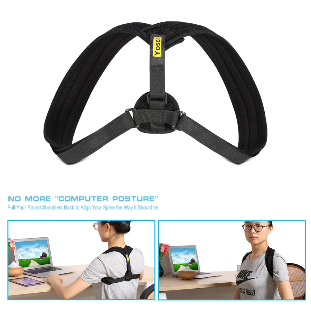Yosoo Posture Corrector Brace Upper Back Neck Shoulder Support Adjustable Straps Lumbar Brace Support Belt Posture Correction