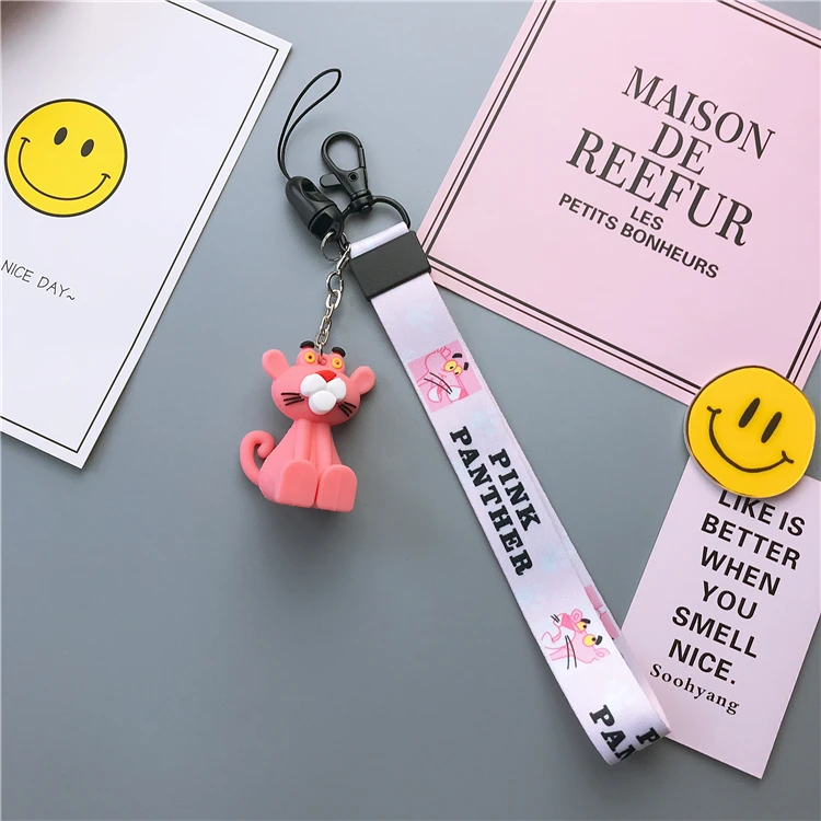 Cute Stitch cartoon phone toy stander+ strap Mobile Phone Straps Cute luna cat Cony pink panther bear strap for iPhone - Цвет: Оранжевый