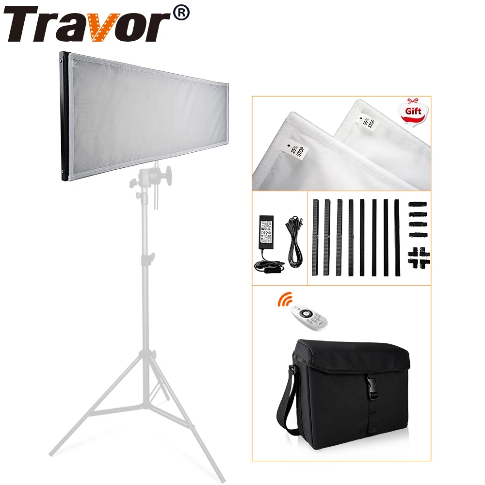 Travor FL-3090 1x3 '30*90 см гибкий светодиодный светильник из ткани 576 шт. светодиодный светильник с регулируемой яркостью s 5500K с пультом дистанционного управления 2,4G и сумкой