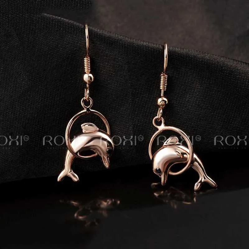 Romad серьги-гвоздики с симпатичным дельфином женские изысканные подвески из