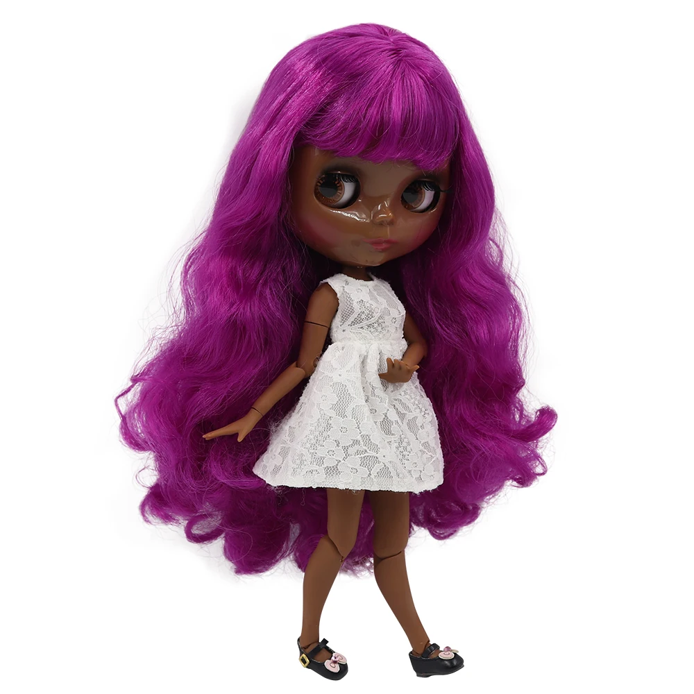 Кукла ледяная DBS Blyth супер черная кожа тон фиолетовый волос сустав тело 1/6 bjd 30 см
