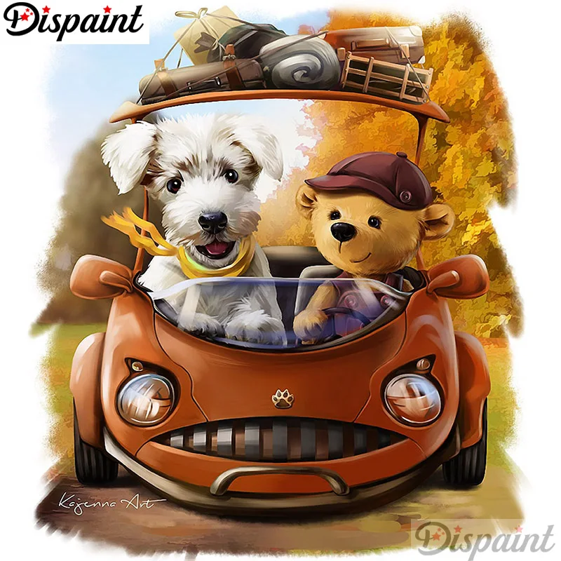 

Dispaint Full Square/Round Drill 5D DIY Diamond Painting "Dog bear scenery" 3D Embroidery Cross Stitch 5D Home Decor A12241