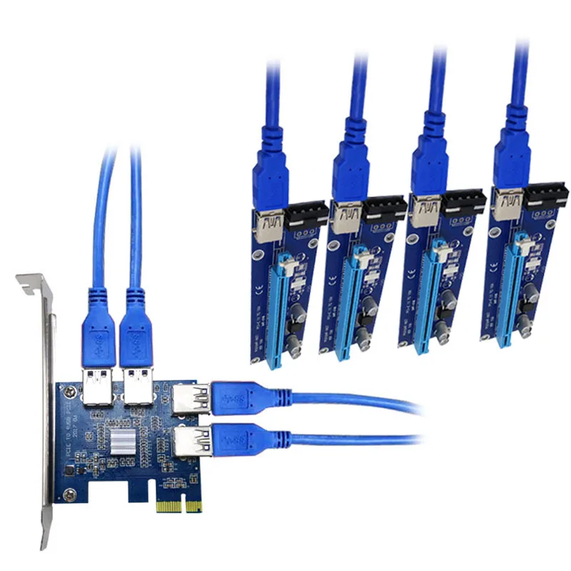 Высококачественная PCI EX1 EX16 карта расширения 4 порта USB 3 0 Конвертер Adatper Riser карты