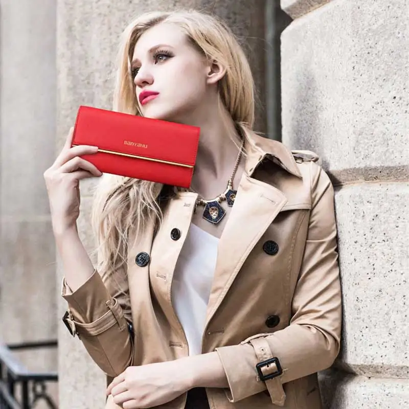 Женский Кошелек и Кошельки Из Натуральной Кожи Длинный Карты Сумочка для