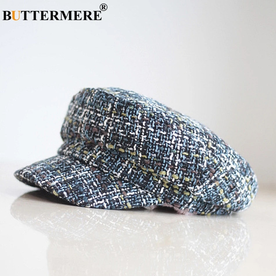blue cap BUTTERMERE красная Кепка s Newsboy винтажная плоская кепка береты Женская клетчатая Повседневная шапка художника Женские клетчатые осенне-зимние художественные шапки - Цвет: blue cap