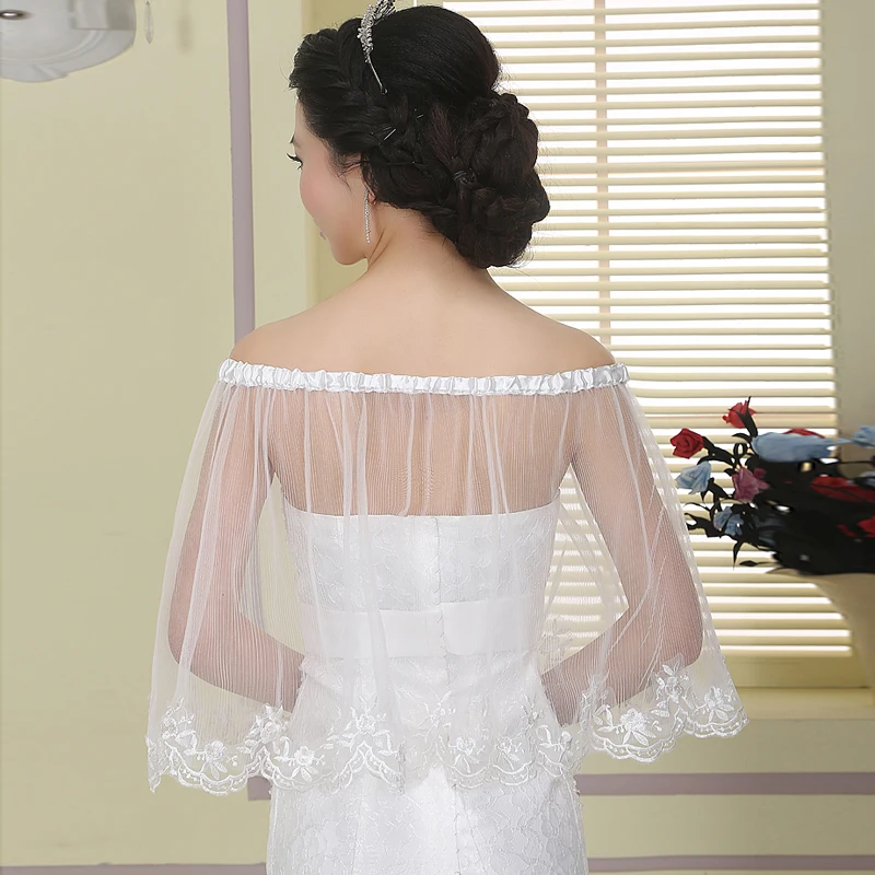 Высокое Качество Белого 2017 Кружева Лук Довольно Свадебные Куртки Прозрачный