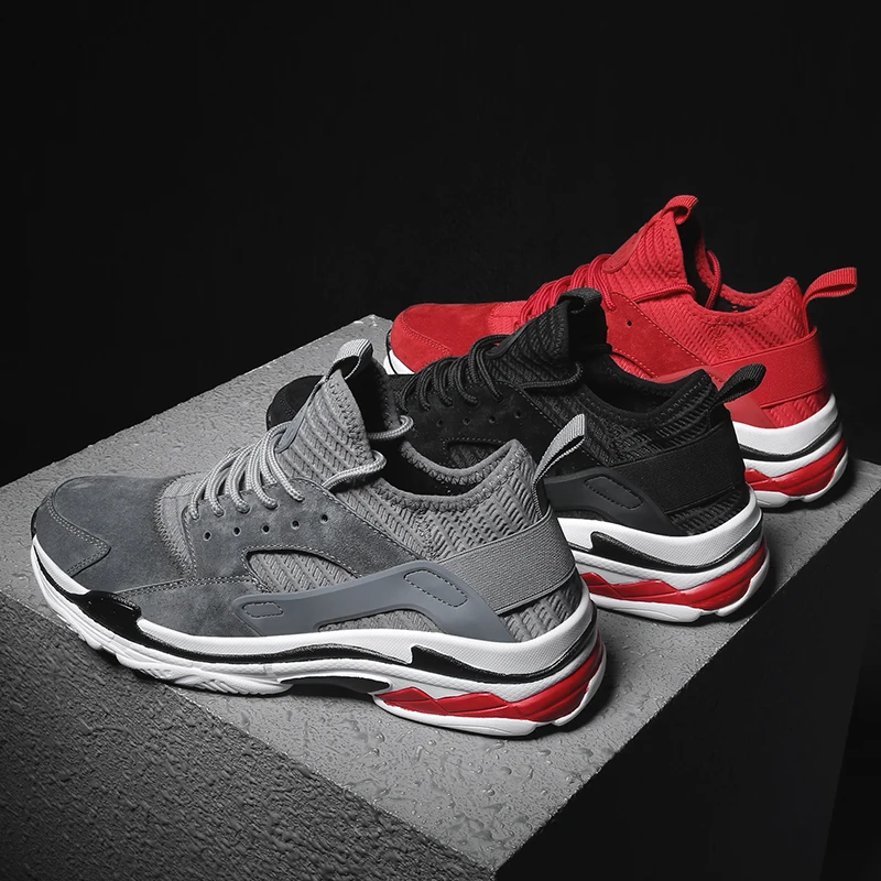 

Platform Men Running Shoes Height Increasing Men Sneakers Sport Shoes Breathable Summer Walking Shoes Suede + Fabric