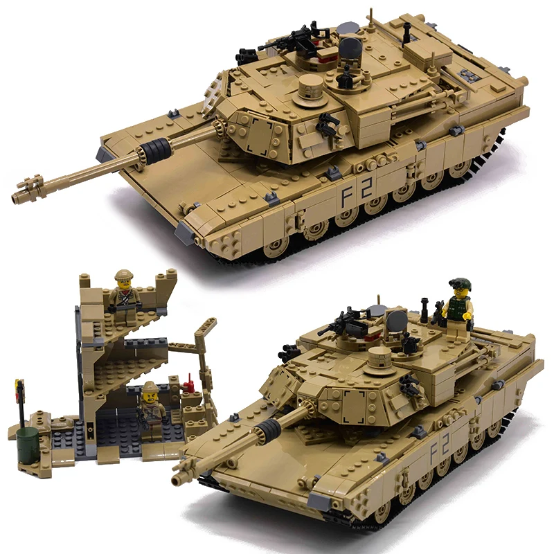 2019 военные M1A2 бак 1463 шт. кирпичи Абрамс главный боевой танк строительные блоки