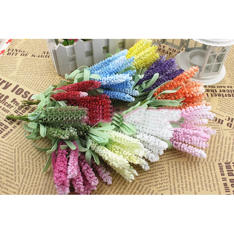 1 букет новый искусственный Лавандовый Шелковый цветок лист для домашнего сада