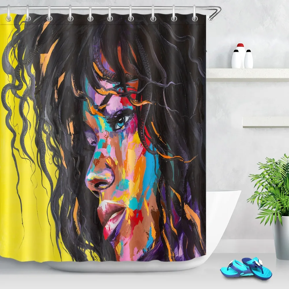 

LB Oil Painting Fantasy Woman Portrait Shower Curtains Bath Waterproof Custom Bathroom Curtain Fabric For Kids Bathtub Decor