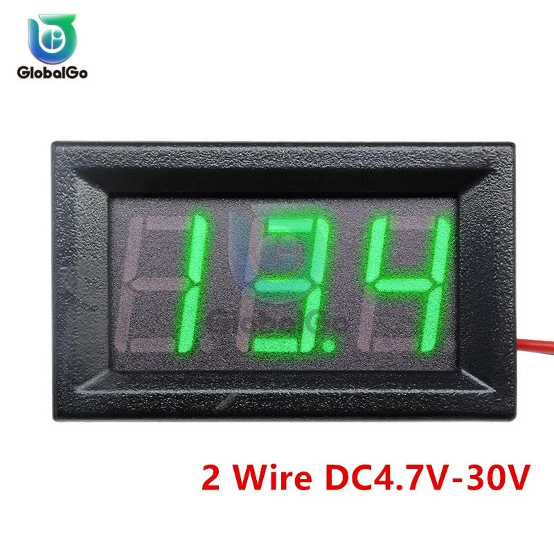 2 Wire DC4.7-30V 0,56 дюймов Мини Прямой ток Цифровой вольтметр 2 провода 3 провода DC4.5V до 30V 0.5" Индикатор напряжения панели дисплея Светодиодный дисплей Измеритель напряжения Для 6V 12V мотоцикл - Цвет: 2 Wire DC4.7-30V