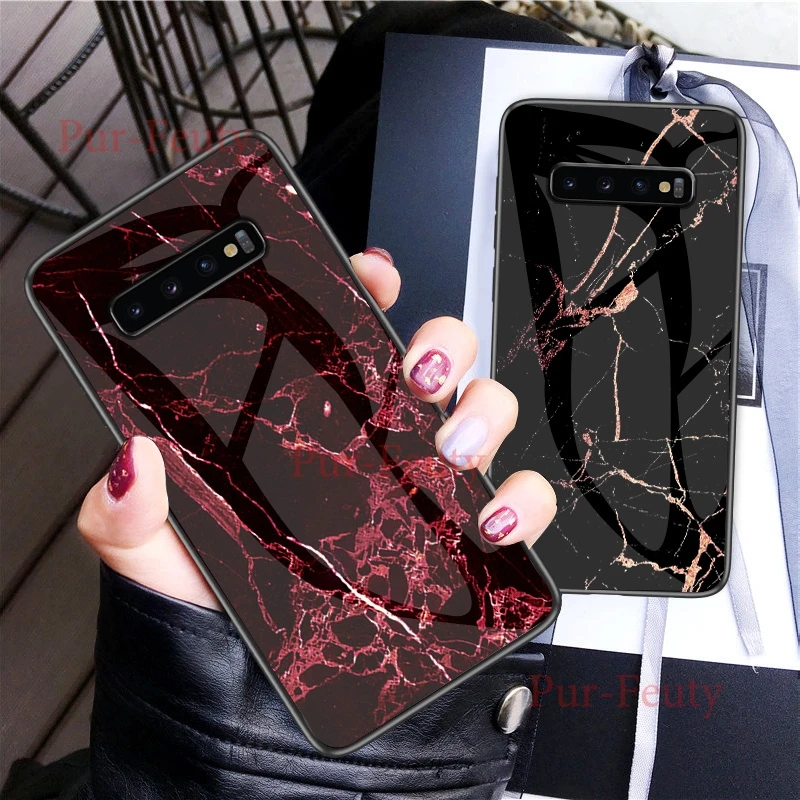 Чехол для samsung Galaxy S10 10S Galaxy ys10 G973FD G973F/DS мраморная зернистая жесткая защитная задняя крышка из закаленного стекла для samsung S10