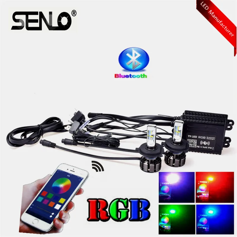 H7 светодиодный фар автомобиля лампы RGB H8 H11 control app Bluetooth H1 H3 HB3 hb4 автомобиля светодиодный лампы muticolor светодиодный ксеноновая передняя фара белый
