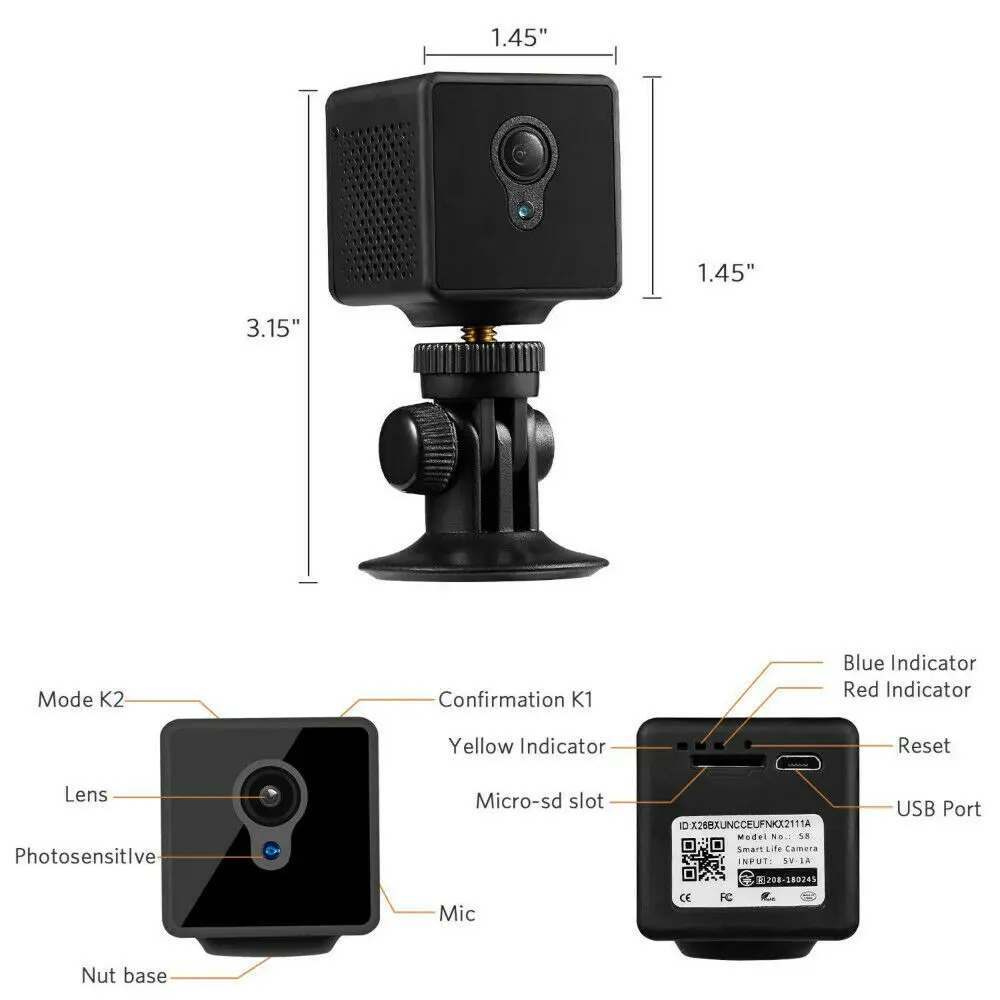 Маленькая Wi-Fi мини-камера HD Беспроводная камера 1080P Встроенная батарея с
