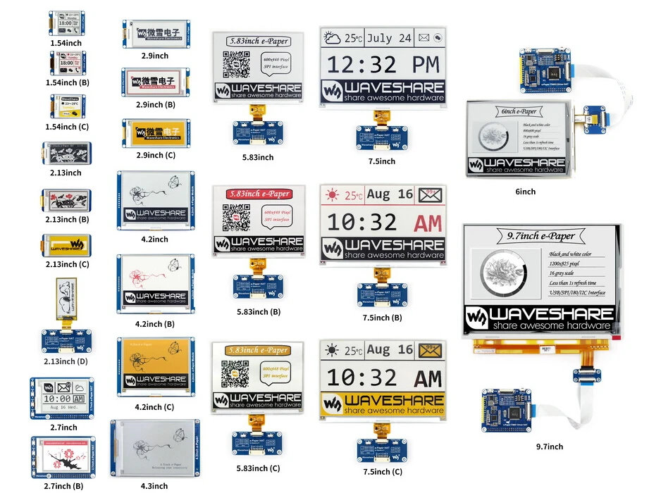 Waveshare 6 дюймов E-Ink дисплей шляпа для Raspberry Pi 800*600 Разрешение e-Бумага IT8951 контроллер USB/SPI/I80/I2C интерфейс