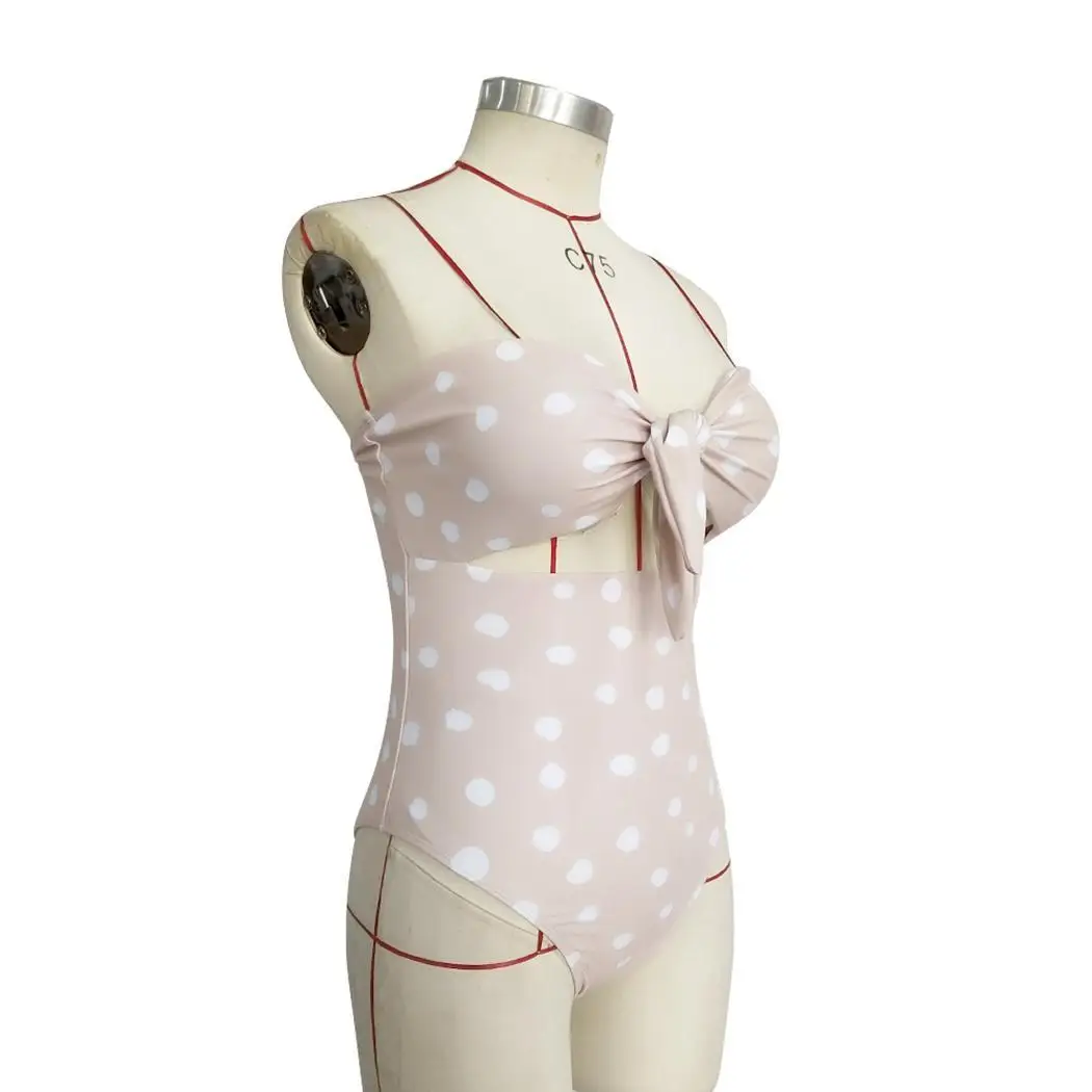 Женская Повседневная без бретелек рукавов с принтом в горошек Пляжная есть