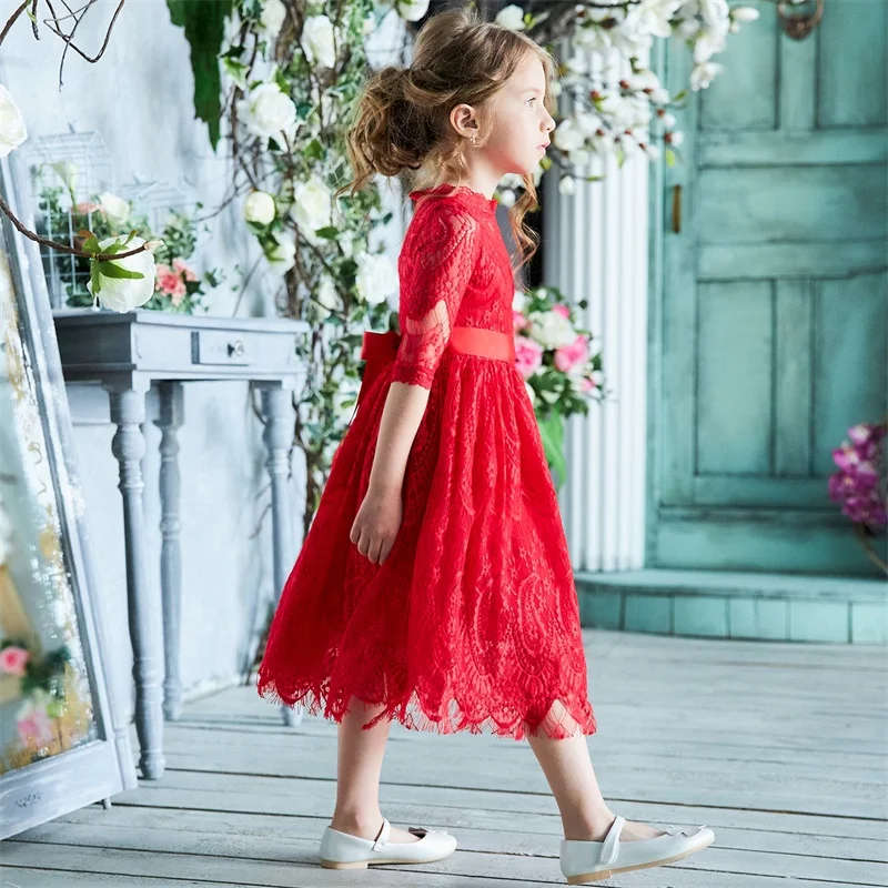 Baby Girls Dress Flower Lace Hollow Princess Costume Kids Dresses For Girl Summer Party Frocks Children Clothing 3-8Y | Детская одежда