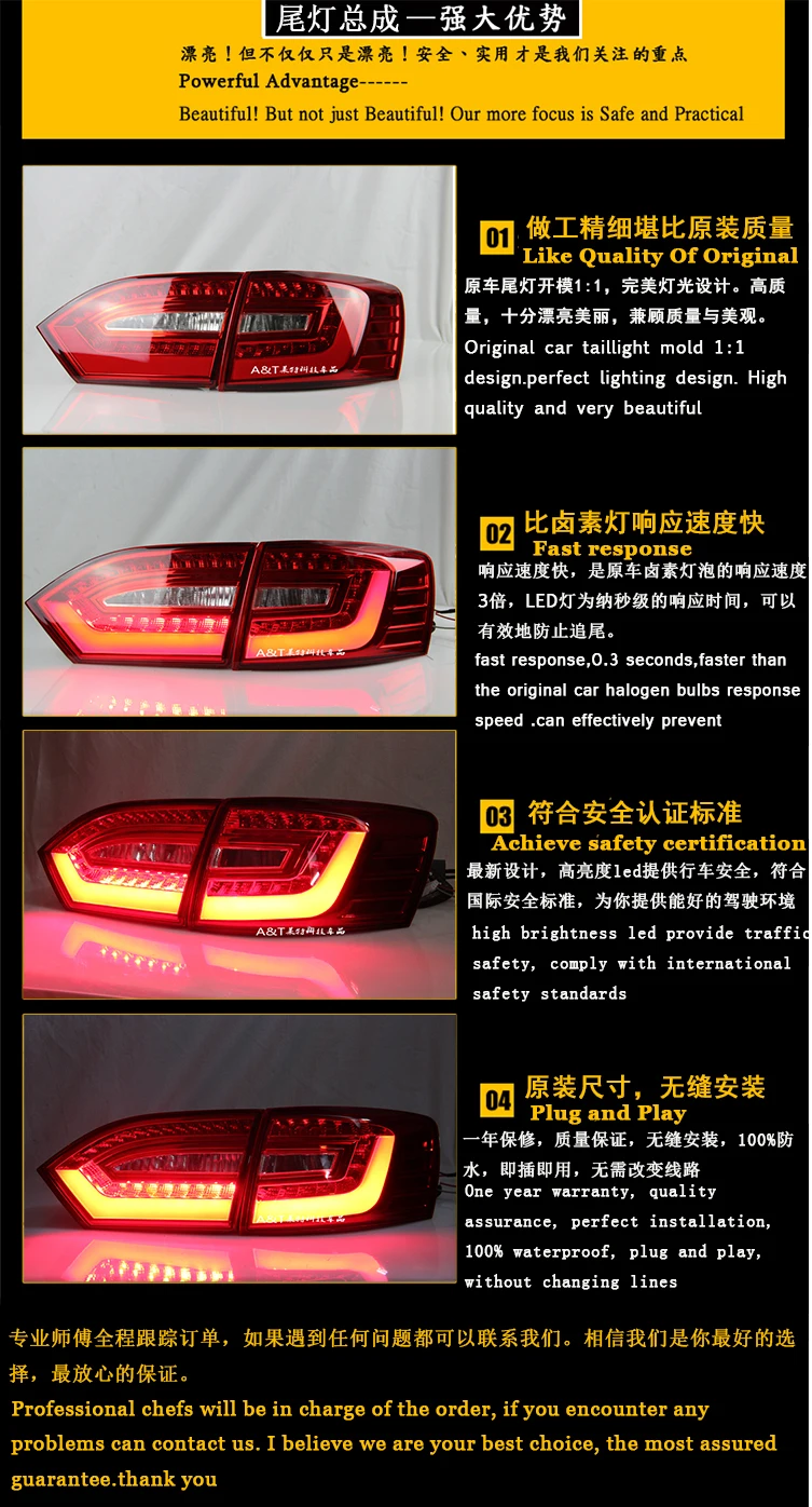 Автомобильный Стайлинг для VW Jetta задний светильник в сборе 2011- Jetta MK6 светодиодный задний светильник светодиодный задний фонарь DRL с комплектом hid 2 шт