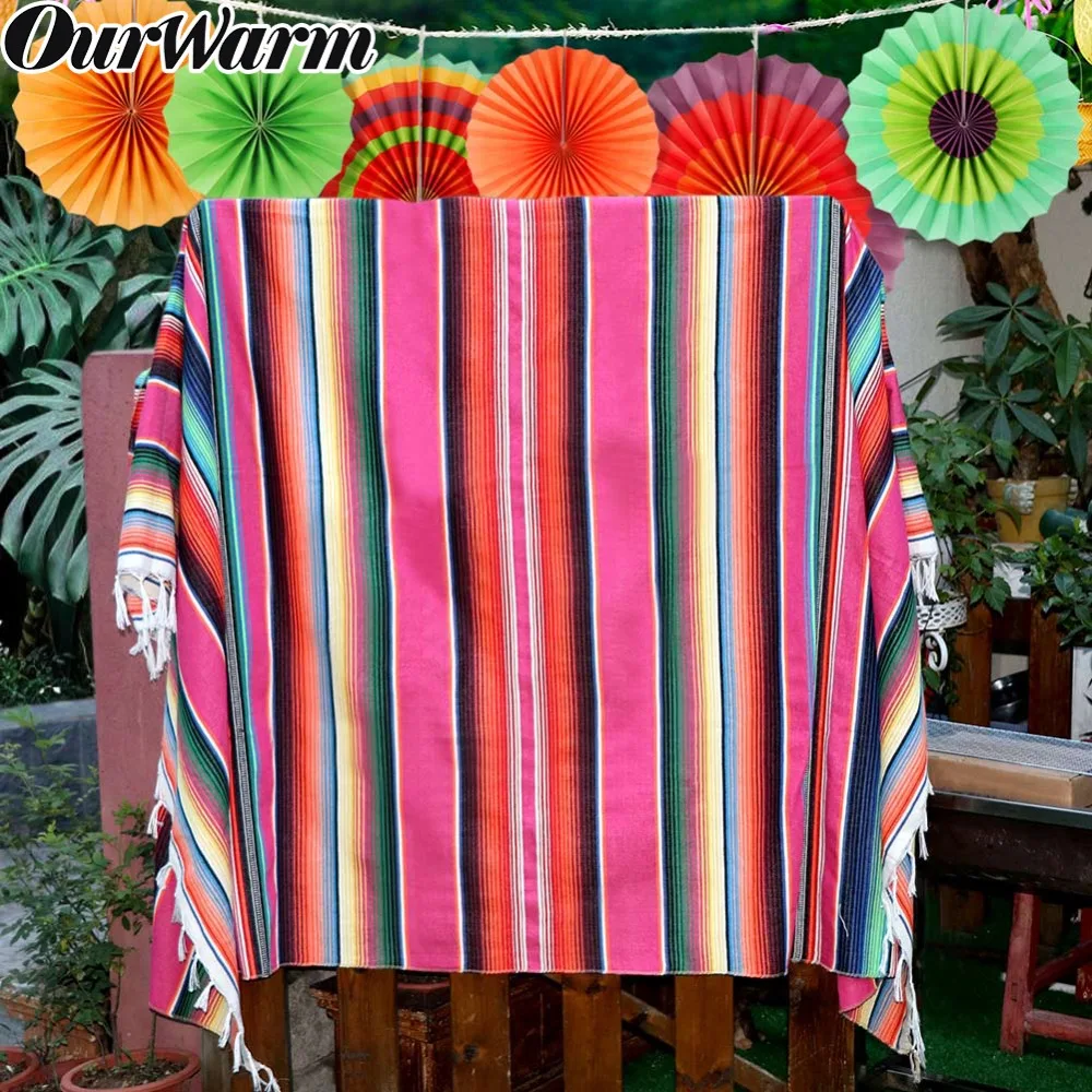 OurWarm мексиканское одеяло Serape Свадебная скатерть Женская Праздничная