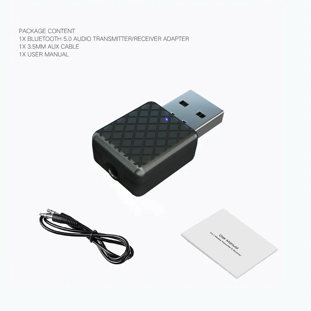 Черный Bluetooth V5 передатчик приемник беспроводной A2DP аудио 3,5 мм разъем Aux адаптер - Цвет: Черный