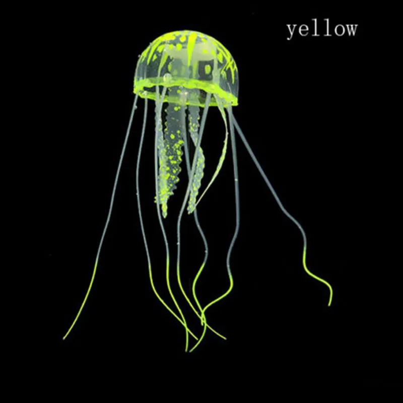 Yellow Воздушный насос светящийся эффект искусственная Медуза Аквариум Украшение мини подводная лодка орнамент Подводный Надувные фигурки животных - Цвет: Yellow