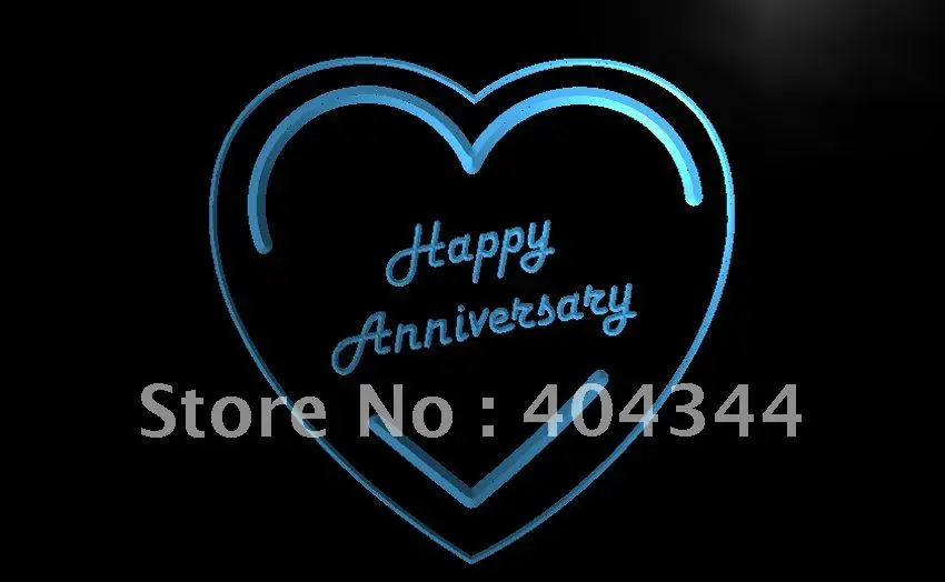 LB368-счастливая годовщина сердце любовь Новый светодиодный неоновый Световой