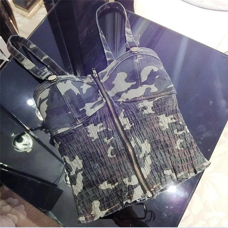 Модные сексуальные камуфляжные рубашки для женщин винтажные топы без рукавов