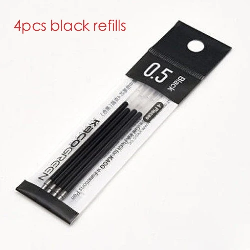 blackrefills Новинка Xiaomi KACO EASY 4 в 1 многофункциональные ручки 4 цвета 0,5 мм черный синий красный зеленый стержень сменный гелевый ручка для офиса студента - Цвет: blackrefills