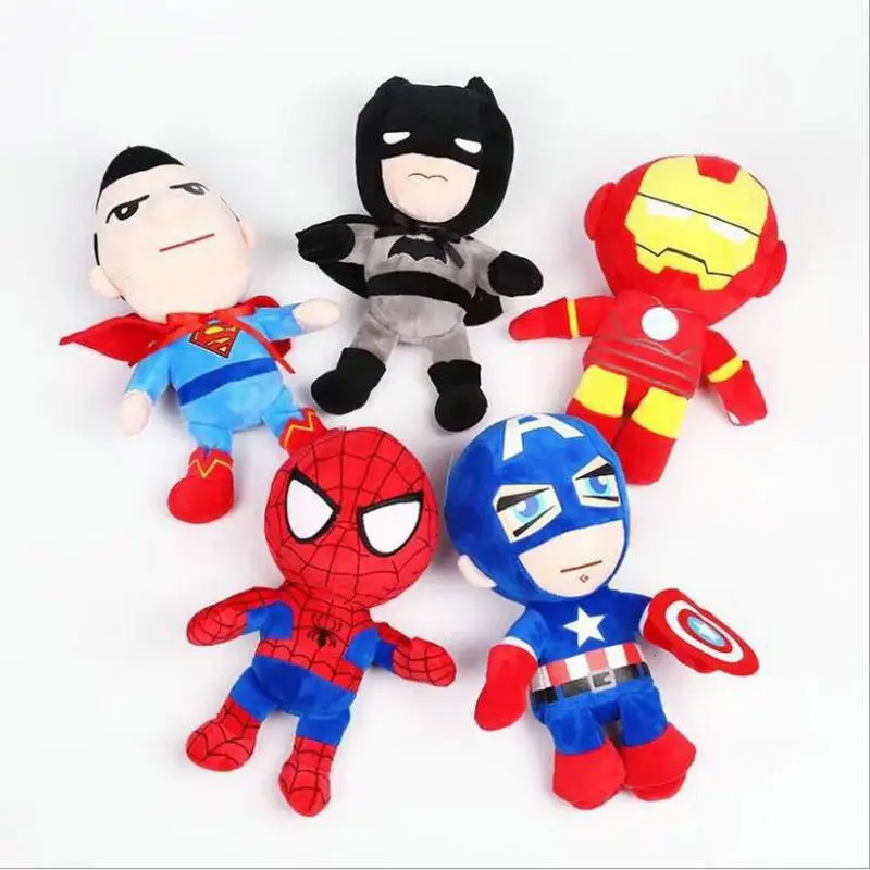 Мстители Super Hero плюшевые игрушки куклы 25 см Человек паук Железный человек Капитан