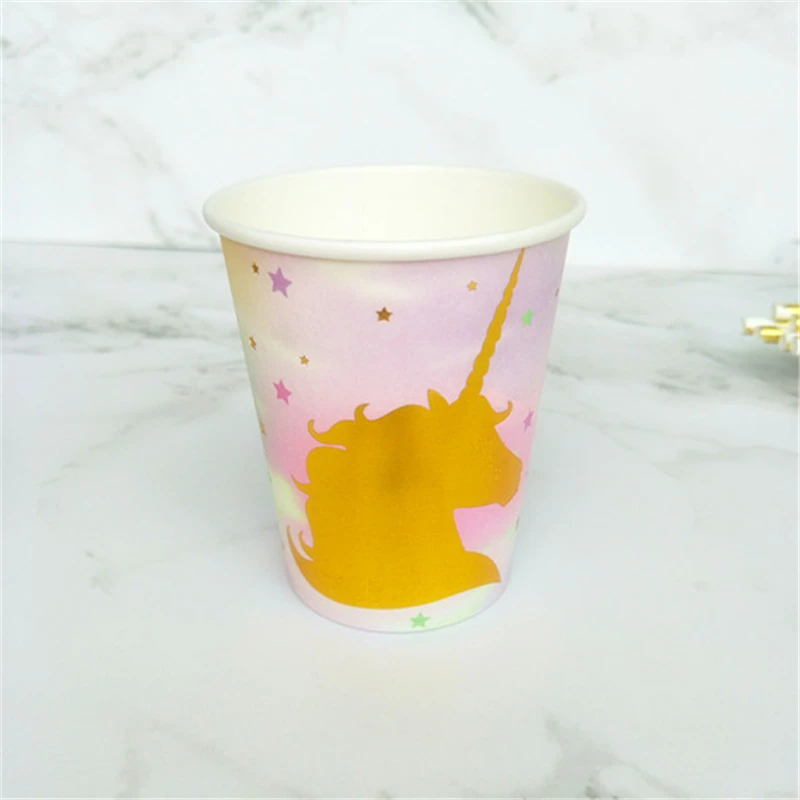 12 комплектов фольги Золотой Единорог одноразовая посуда бумажная салфетка под