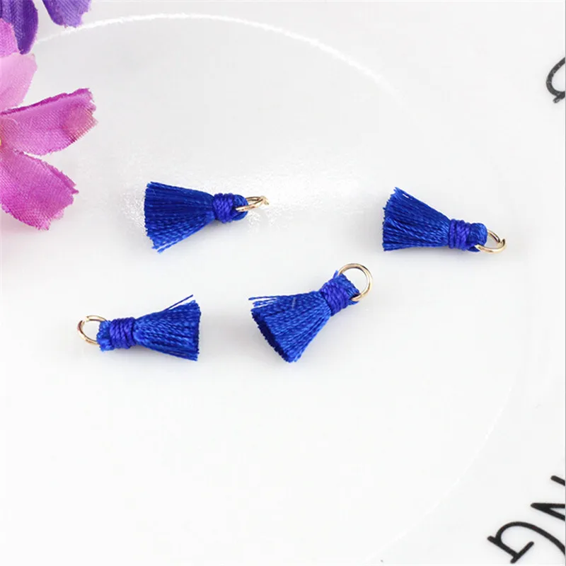 

50pcs/lot wholesale 12mm small Tassels Charms Pendant mini silk satin tassels for earrings Findings jewelry making DIY