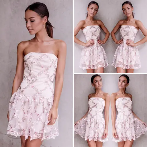 2018 новые кружевные женские вечерние бальные платья без рукавов Короткие