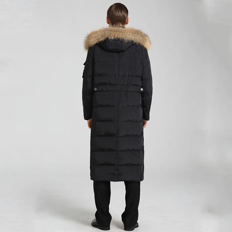 

Winter jacket Men's Long Over the Knee Hooded Thick section Warm Hooded Park jacket Detachable Collar Cold Coat 4XL