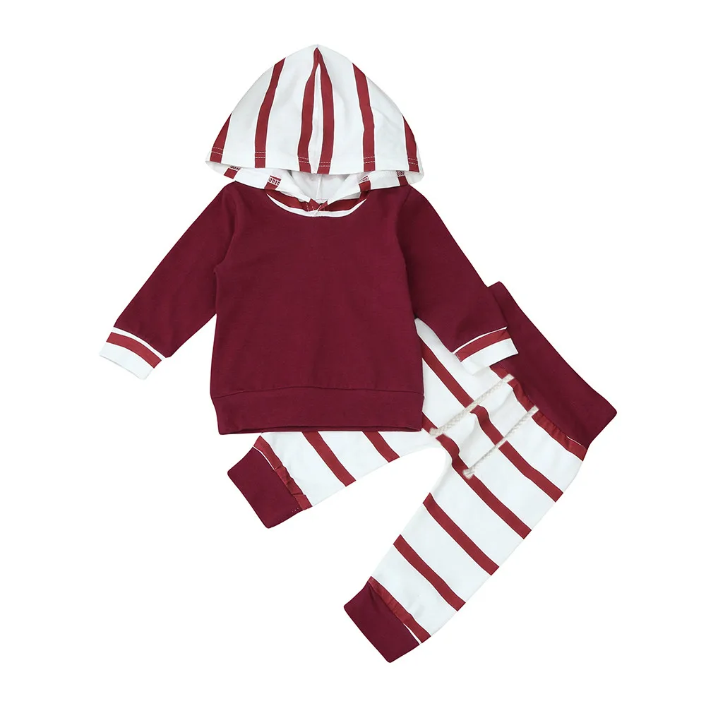 Autumn New Arrival Newest Style Cheap Striped Hoodie Tops Pants Tracksuit Outfits Kids Clothes Children Clothing Boys | Детская одежда