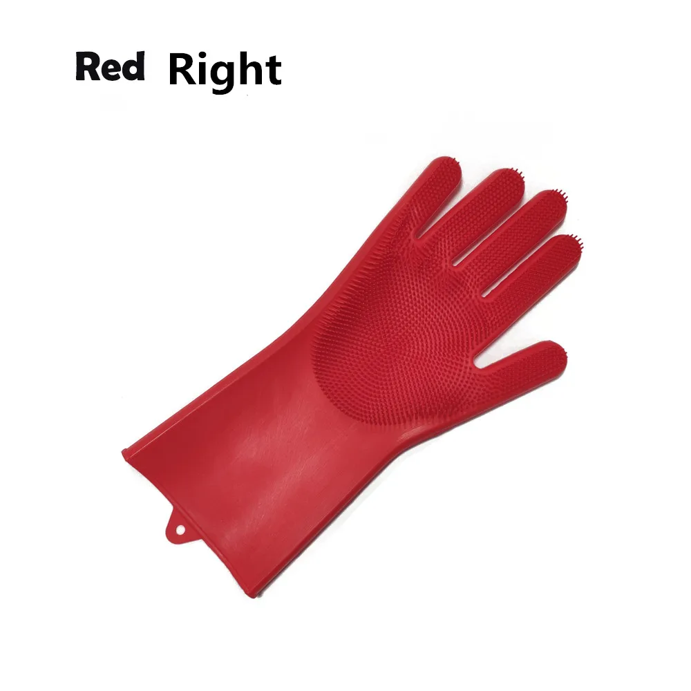 Red right 1 шт силиконовая перчатка для мытья посуды пищевая кухонная перчатка для мытья посуды с чистящей щеткой домашняя перчатка для скрабирования - Цвет: Red right